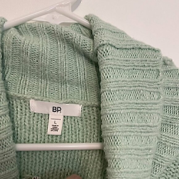 BP NORDSTROM Cozy Cable Knit Turtleneck Sweater Mint Green Chunky Knit Winter L - Picture 7 of 13